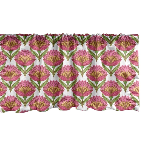 Ambesonne Floral Window Valance, Hand Drawn Flowers Blossom, 54" X 12", Pink Caramel