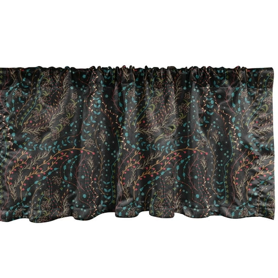 Ambesonne Floral Window Valance, Herbs Blooming Stems, 54" X 18", Multicolor