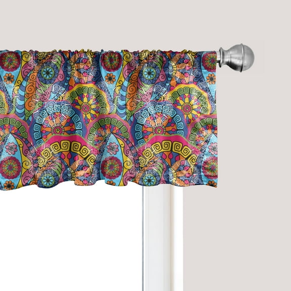 Ambesonne Floral Window Valance, Hippie Aztec Tribal Boho, 54" X 18", Multicolor