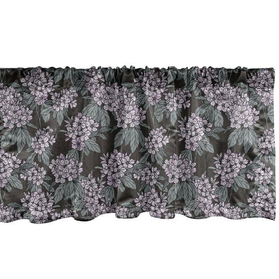 Ambesonne Floral Window Valance, Hydrangea Bouquets Leaves, 54" X 18", Taupe Mauve