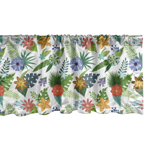 Ambesonne Floral Window Valance, Layout of Colorful Flowers, 42" x 18", Multicolor