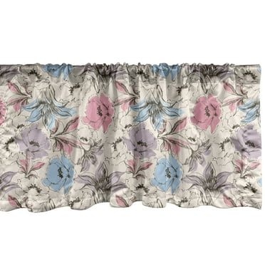 Ambesonne Floral Window Valance, Lily and Poppies Sketch, 54" X 18", Multicolor