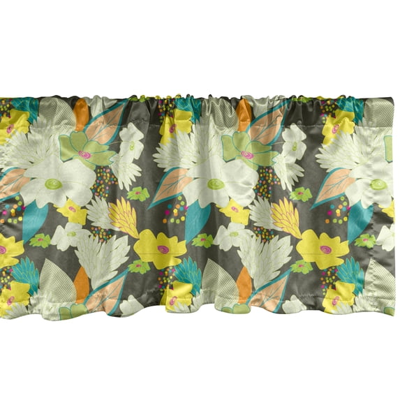 Ambesonne Floral Window Valance, Lively Colored Summer Blooms, 54" X 18", Multicolor