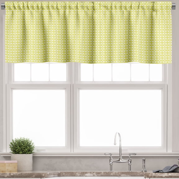 Ambesonne Floral Window Valance, Minimal Petals Repetition, 54" X 12", Pale Avocado Green White