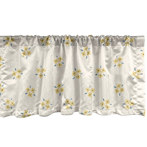Ambesonne Floral Window Valance, Minimalist Arrangement, 42" x 12", Ivory Mustard Blue Grey