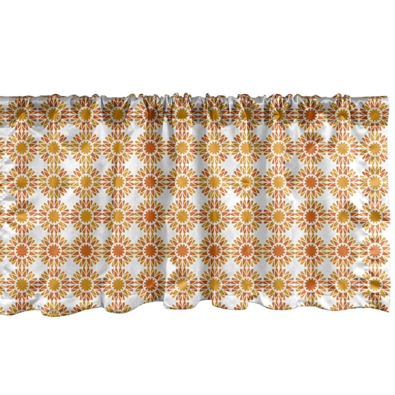 Ambesonne Floral Window Valance, Monochrome Abstract Flowers, 54" X 18", Orange Burnt Orange