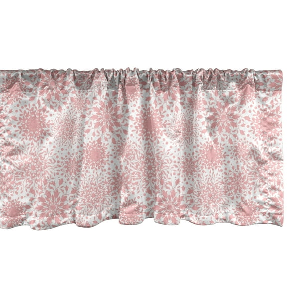Ambesonne Floral Window Valance, Monochrome Simplistic Floral, 54" X 18", Pale Pink and White