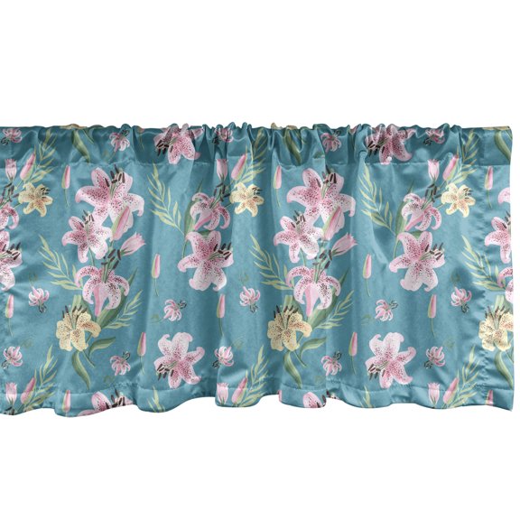 Ambesonne Floral Window Valance, Natural Lily Flower Patterns, 42" x 12", Pale Pink Rose