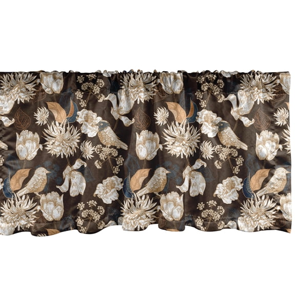 Ambesonne Floral Window Valance, Nature Botanical Bird Flower, 54" X 12", Eggshell Ceil Blue