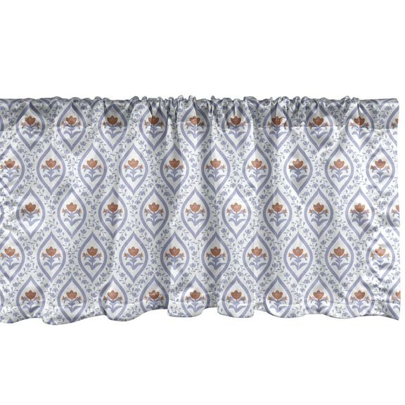 Ambesonne Floral Window Valance, Nature Flower Drawings Art, 54" X 18", Lavender Blue and Pale Rust