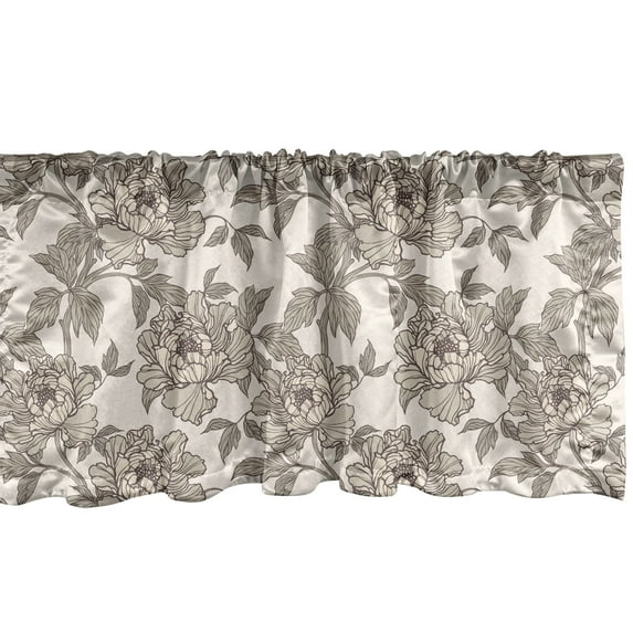 Ambesonne Floral Window Valance, Nude Tone Peony Blossoms, 42" x 18", Warm Taupe and Beige