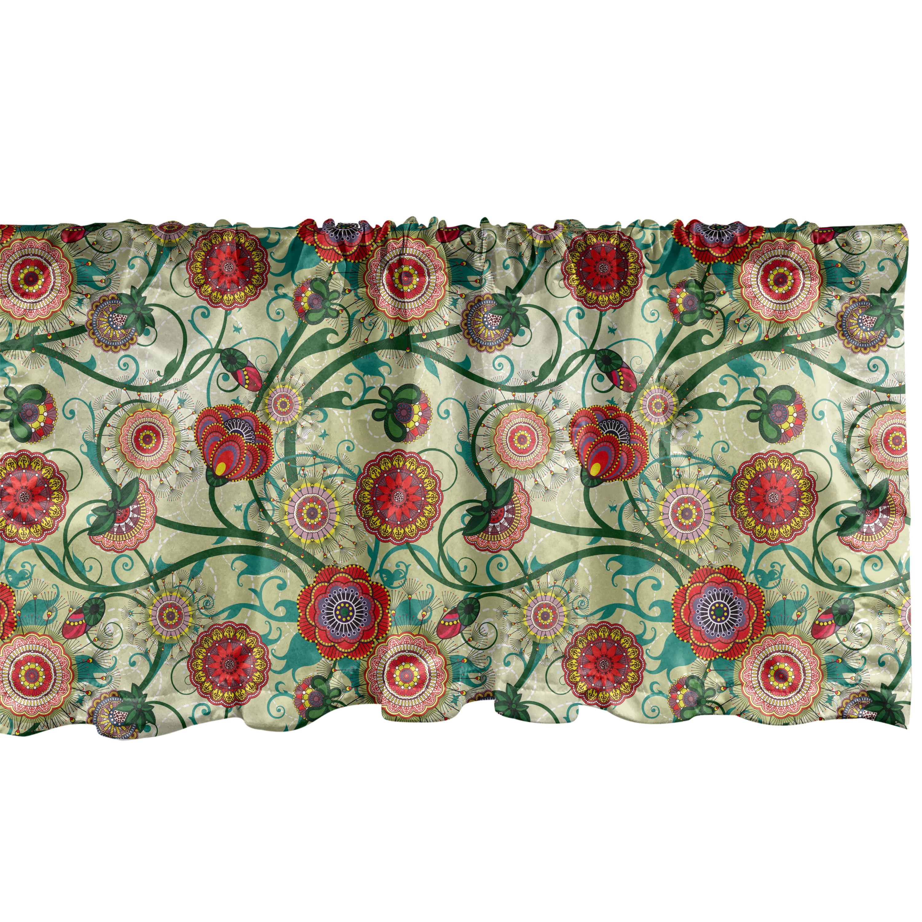 Multicolor Valance Ambesonne Floral Window Valance, Oriental Inspirations, 54