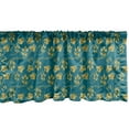 thumbnail image 1 of Ambesonne Floral Window Valance, Oriental Inspired Damask with Abstract Tulip Petals and Leaves, Curtain Valance for Kitchen Bedroom Decor with Rod Pocket, 54" X 18", Petrol Blue Earth Yellow, 1 of 2