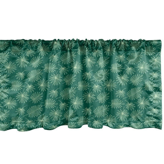 Ambesonne Floral Window Valance, Palm Tree Tropical Leaves, 54" X 12", Mint Green Forest Green