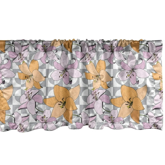 Ambesonne Floral Window Valance, Pastel Bicolour Lily Flora, 54" X 12", Multicolor