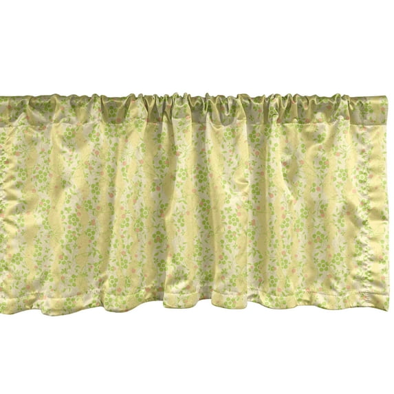 Ambesonne Floral Window Valance, Pastel Flowers Blossoms Art, 42" x 18", Yellow Green Champagne