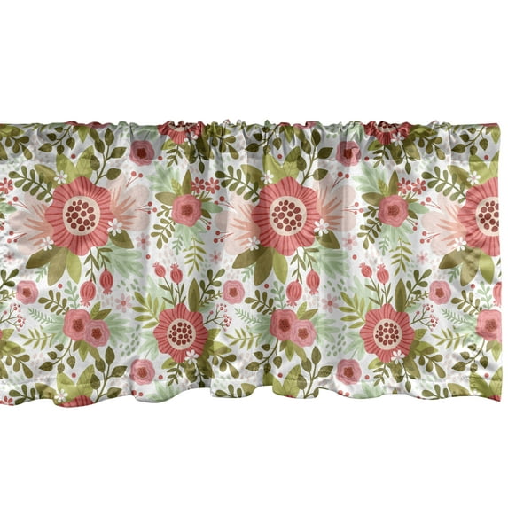Ambesonne Floral Window Valance, Pastel Spring Flower, 54" X 12", Multicolor