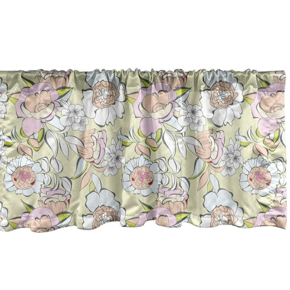 Ambesonne Floral Window Valance, Pastel Tones Flowers Romance, 54" X 12", Multicolor