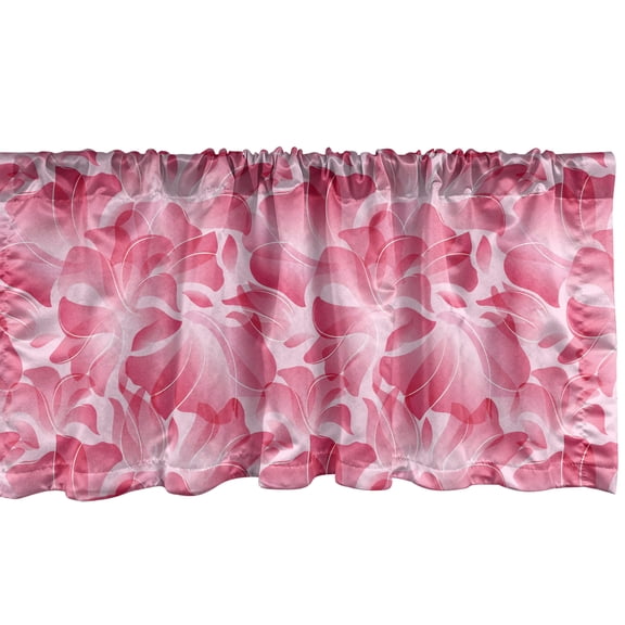 Ambesonne Floral Window Valance, Pink Flower Petals Pattern, 42" x 12", Dark Coral and Pale Ruby