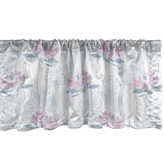 Ambesonne Floral Window Valance, Pinky Alstroemeria Flowers, 54" X 12", Blue Grey Pale Pink