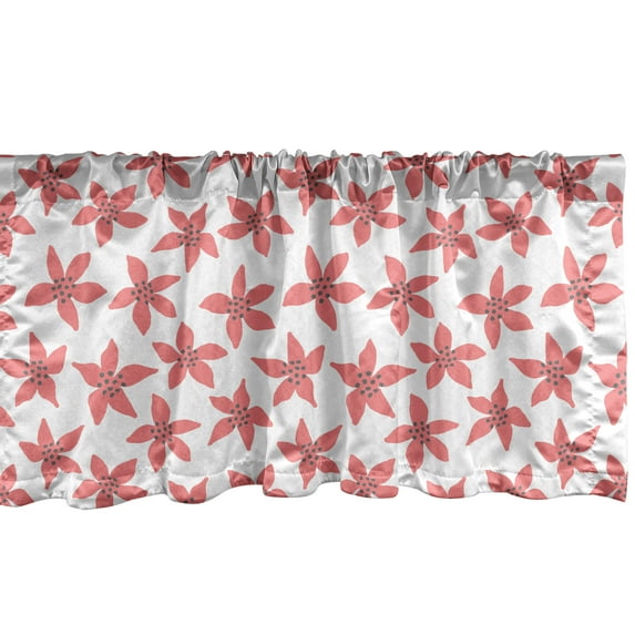 Ambesonne Floral Window Valance, Poinsettias Polka Dots Blossoming Flower Type Spring Mood, Curtain Valance for Kitchen Bedroom Decor with Rod Pocket, 54" X 12", Vermilion Warm Taupe