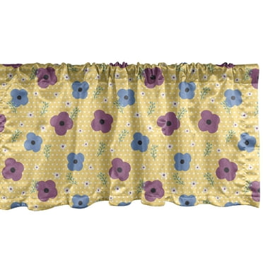 Ambesonne Floral Window Valance, Polka Dotted Background with Doodle Style Blooming Flowers Feminine Spring Pattern, Curtain Valance for Kitchen Bedroom Decor with Rod Pocket, 54" X 18", Multicolor