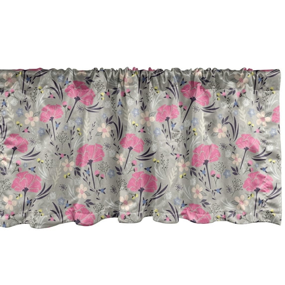 Ambesonne Floral Window Valance, Repeating Dandelions, 54" X 12", Multicolor
