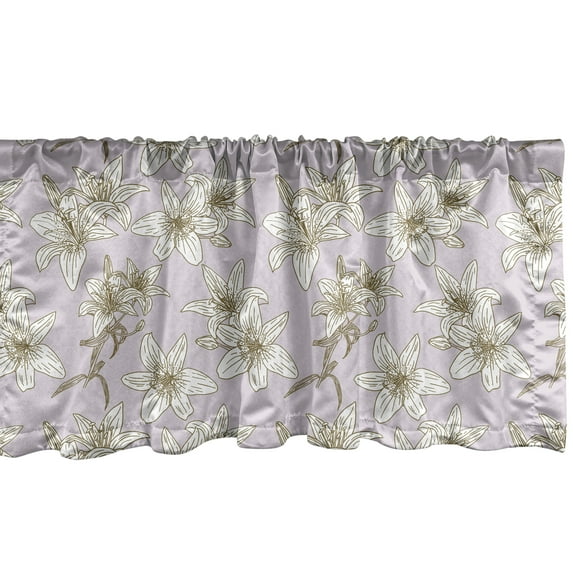 Ambesonne Floral Window Valance, Repetitive Mosaic Tile Pattern of Freesia Flowers Romantic Theme, Curtain Valance for Kitchen Bedroom Decor with Rod Pocket, 54" X 18", Pale Ceil Blue White