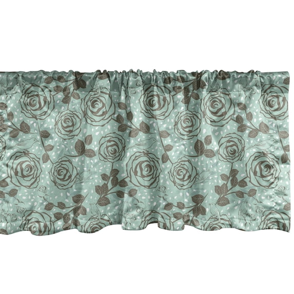 Ambesonne Floral Window Valance, Romantic Inspirations, 54" X 12", Seafoam Sage Green