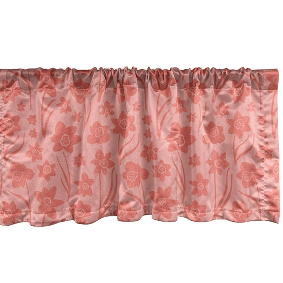 Ambesonne Floral Window Valance, Romantic Simplistic Flowers, 54" X 12", Blush and Coral
