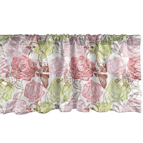 Ambesonne Floral Window Valance, Rose Bouquetnd SakurTree, 54" X 18", Multicolor