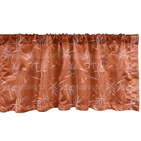 Ambesonne Floral Window Valance, Scottish Tartan and Flower, 42" x 18", Burnt Orange Blush Rust