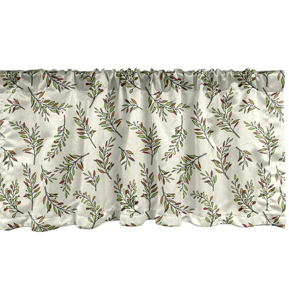 Ambesonne Floral Window Valance, Seasonal Leaves Branches, 54" X 18", Lime Green Ivory Ginger