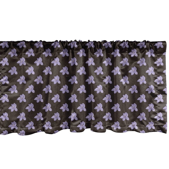 Ambesonne Floral Window Valance, Sketch Orchid Flowers Art, 42" x 12", Lavender Blue and Brown
