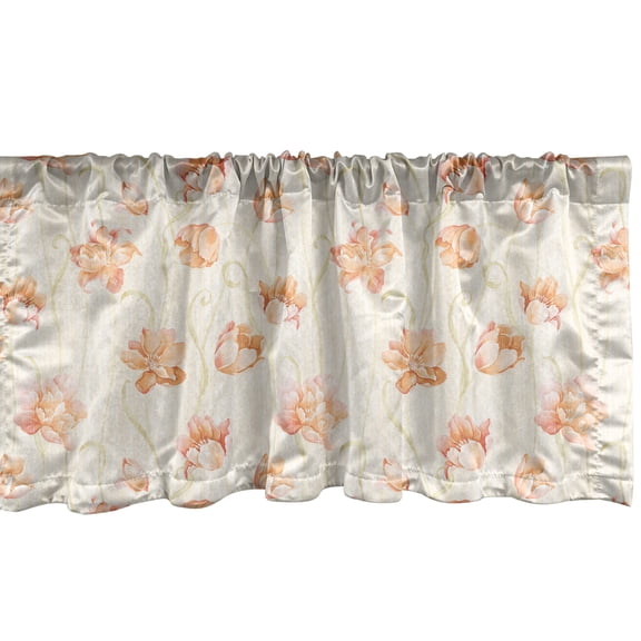 Ambesonne Floral Window Valance, Spring Blossoming Rose Print, 42" x 12", Dark Peach Beige and Khaki