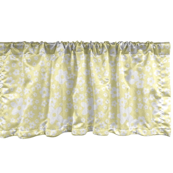 Ambesonne Floral Window Valance, Spring Daisy Blossoms, 54" X 12", Yellow White