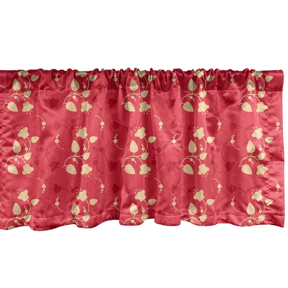 Ambesonne Floral Window Valance, Spring Essential Wild Flora, 54" X 12", Dark Coral Vermilion