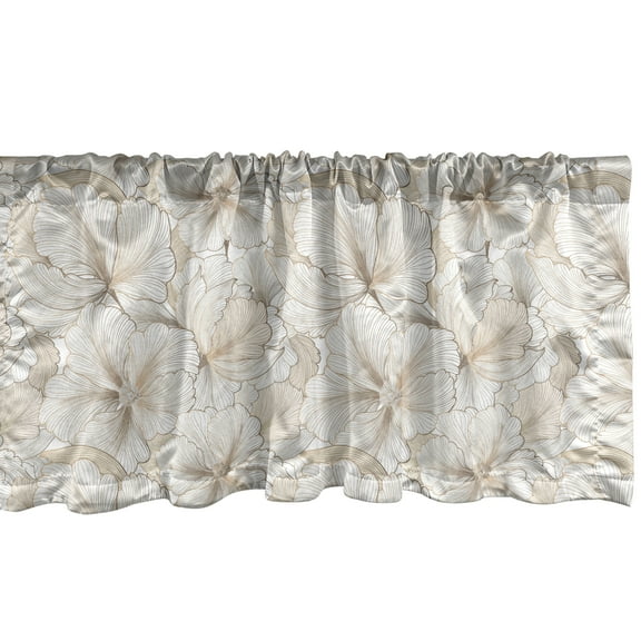 Ambesonne Floral Window Valance, Spring Flower Pattern Print, 42" x 12", Tan Dark Tan Eggshell