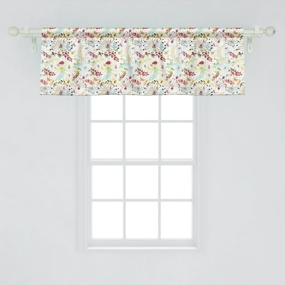 Ambesonne Floral Window Valance, Spring Petals Botanical Nature Inspired Beauty Seasonal Celebration of Mother Earth, Curtain Valance for Kitchen Bedroom Decor with Rod Pocket, 54" X 18", Multicolor
