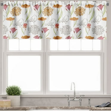 Ambesonne Floral Window Valance, Spring Themed Foliage, 54" X 18", Multicolor