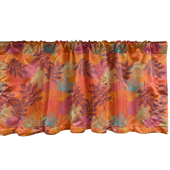 Ambesonne Floral Window Valance, Style Colorful Leaves, 54" X 12", Vermilion and Multicolor