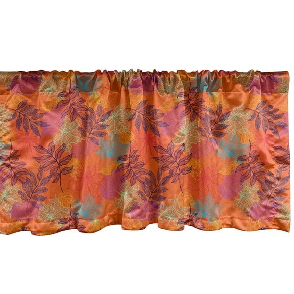Ambesonne Floral Window Valance, Style Colorful Leaves, 54" X 18", Vermilion and Multicolor