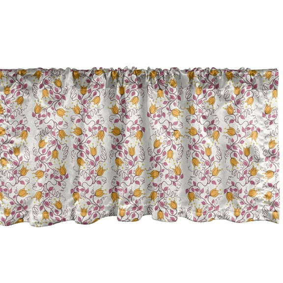 Ambesonne Floral Window Valance, Summer Flowers and Branches, 54" X 18", Multicolor