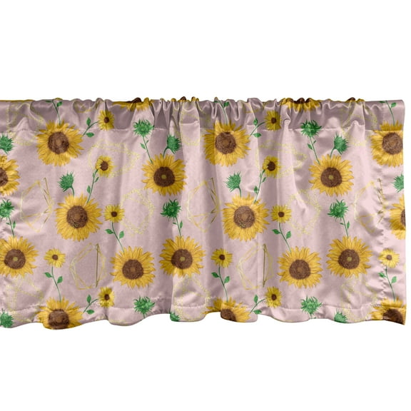 Ambesonne Floral Window Valance, Sunflowers and Polygons Art, 54" X 18", Multicolor