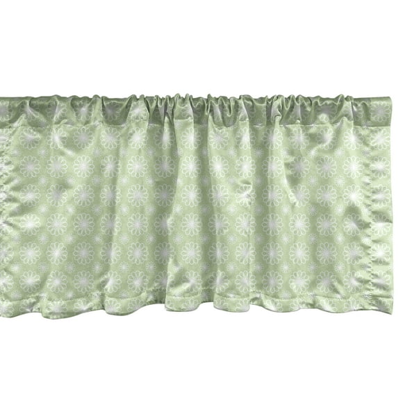 Ambesonne Floral Window Valance, Symmetrical Geometric, 42" x 18", Pistachio Green White