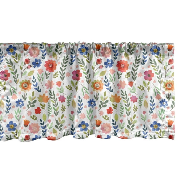 Ambesonne Floral Window Valance, Thriving Nature Petal Leaf, 42" x 18", Multicolor