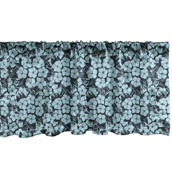 Ambesonne Floral Window Valance, Top View Hydrangea Flowers, 54" X 12", Night Blue Cadet Blue