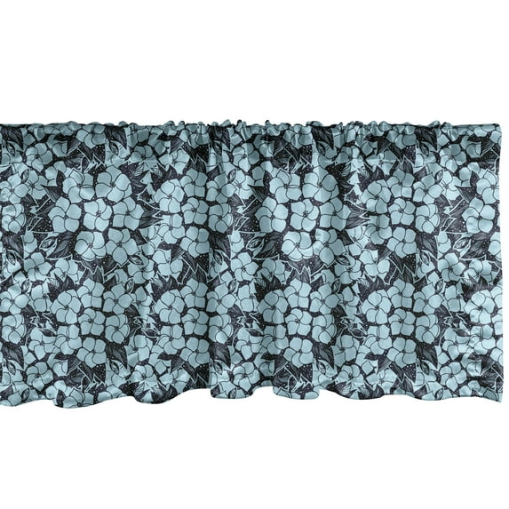 Ambesonne Floral Window Valance, Top View Hydrangea Flowers, 54" X 18", Night Blue Cadet Blue