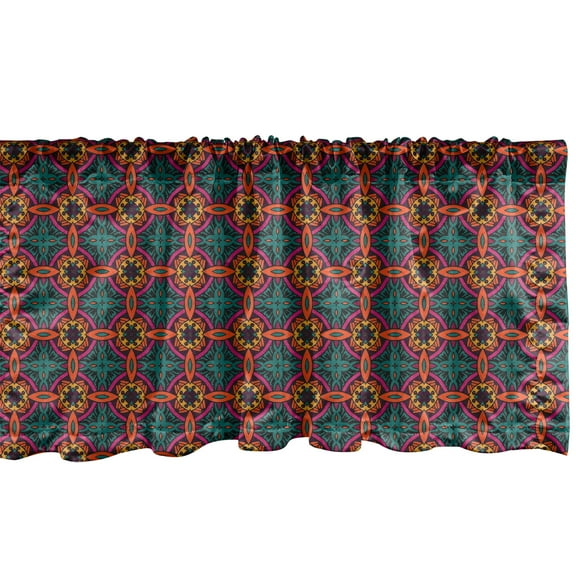 Ambesonne Floral Window Valance, Tribal Foliage Leaves, 54" X 12", Multicolor