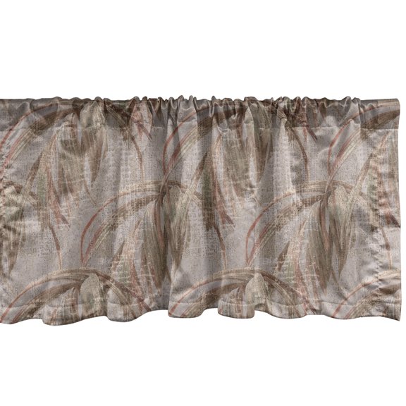 Ambesonne Floral Window Valance, Tropical Vibe Leaf Pattern, 42" x 12", Pale Grey Reseda Green